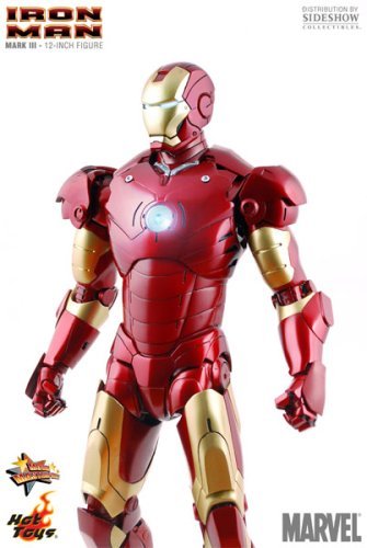Iron Man Mark III figure by Marvel, produced by Hot Toys. Detail view.