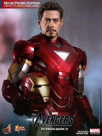 Iron Man Mark VI (avengers Promo Edition) figure by J.C. Hong, produced by Hot Toys. Detail view.