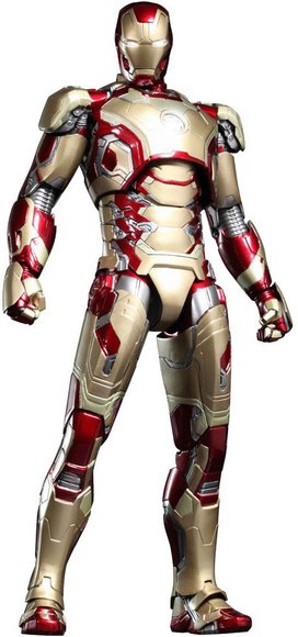 Iron Man Mark XLII figure, produced by Hot Toys. Front view.