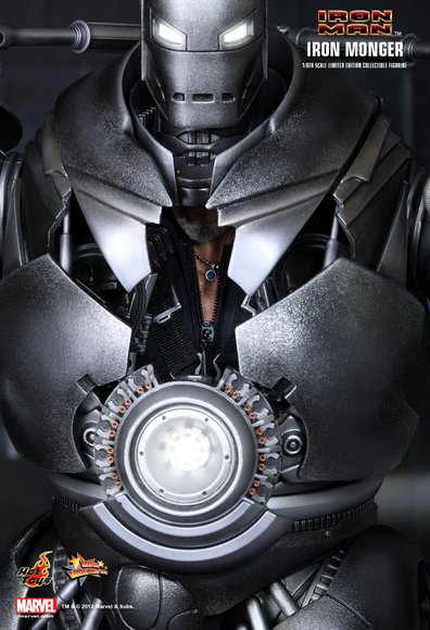 Iron Monger figure by Jc. Hong, produced by Hot Toys. Detail view.