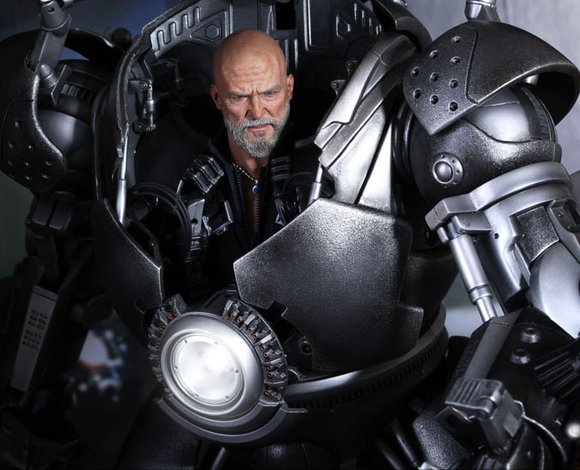 Iron Monger figure by Jc. Hong, produced by Hot Toys. Detail view.