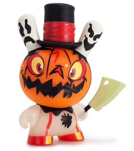 Jack OLantern GID figure by Brandt Peters, produced by Kidrobot. Front view.