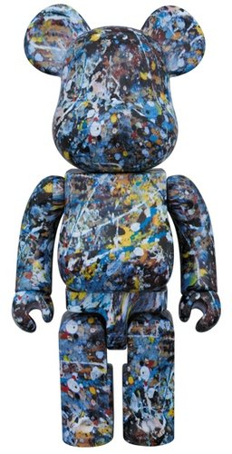 Jackson Pollock Be@rbrick - 400％ figure by Medicom Toy X Jackson Pollock Studio, produced by Medicom Toy. Front view.
