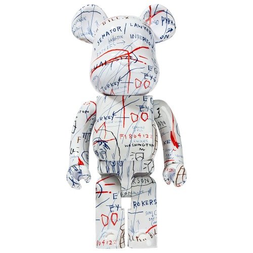 JEAN-MICHEL BASQUIAT #2 BE@RBRICK 400% figure by Jean-Michel Basquiat, produced by Medicom Toy. Front view.