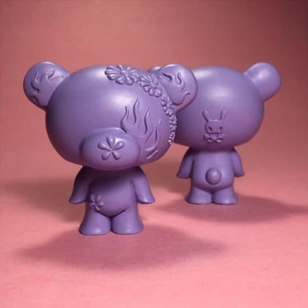 Junko Bear Lavender figure by Junko Mizuno. Front view.