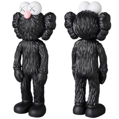 KAWS BFF BLACK (Open Edition) figure by Kaws, produced by Medicom Toy. Front view.