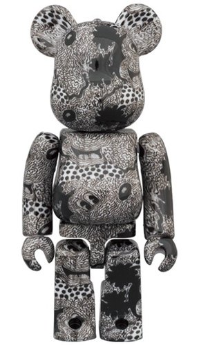 Keith Haring Mickey Mouse BE@RBRICK 100% figure, produced by Medicom Toy. Front view.