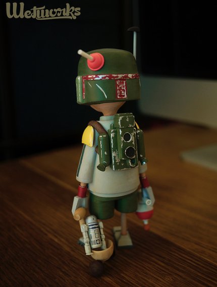 KID FETT figure by Wetworks, produced by Wetworks. Back view.