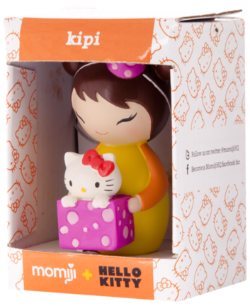 Kipi figure by Momiji X Hello Kitty, produced by Momiji. Packaging.