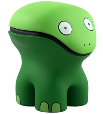 Kricky The Alien Frog figure by Craig Anthony Perkins, produced by Threezero. Side view.