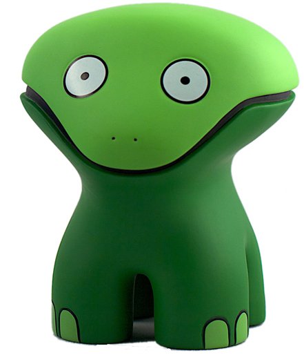 Kricky The Alien Frog figure by Craig Anthony Perkins, produced by Threezero. Side view.