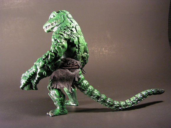 Leatherhead figure by Monsterforge, produced by Mattel. Side view.