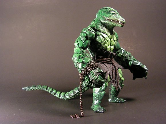 Leatherhead figure by Monsterforge, produced by Mattel. Side view.
