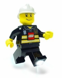 Lego Fireman Torch figure, produced by Lego. Front view.