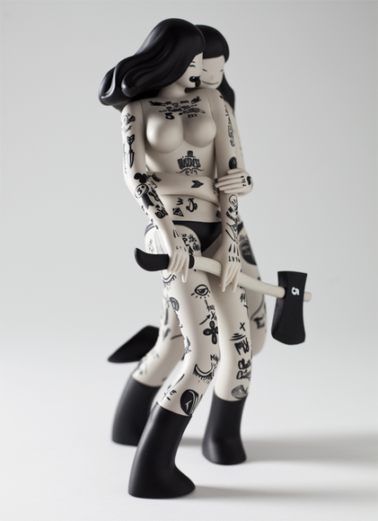 Les Viandardes figure by Matthieu Bessudo (Mcbess), produced by Kidrobot. Front view.