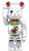 Lucky cat Silver plated 4 BE@RBRICK 100%
