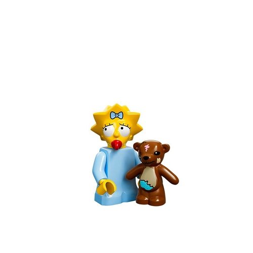 Maggie Simpson figure by Matt Groening, produced by Lego. Front view.