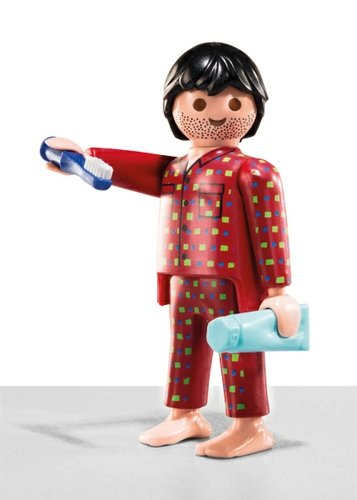 Man in Pyjama figure by Playmobil, produced by Playmobil. Front view.