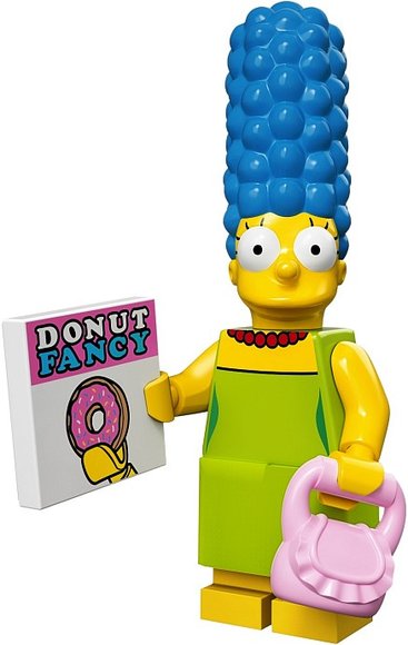 Marge Simpson figure by Matt Groening, produced by Lego. Front view.