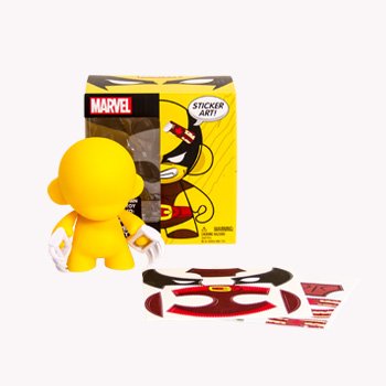 MARVEL MUNNY CLASSIC BROWN WOLVERINE figure by Marvel, produced by Kidrobot. Packaging.
