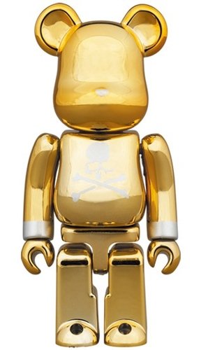 mastermind JAPAN GOLD BE@RBRICK 100％ figure, produced by Medicom Toy. Front view.