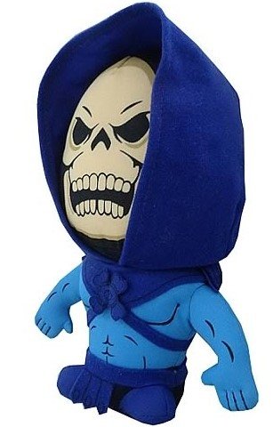 Masters of the Universe Skeletor Super Deformed Plush figure by Roger Sweet. Front view.