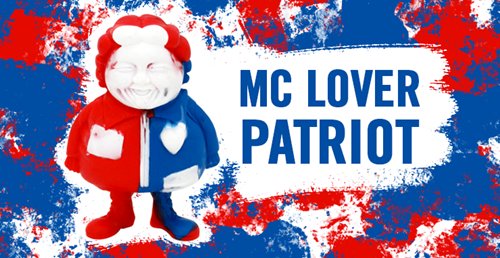 Mc Lover Patriot edition figure by Ron English. Detail view.