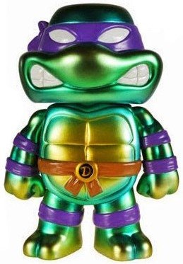 Metallic Donatello Hikari figure by Nickelodeon, produced by Funko. Front view.
