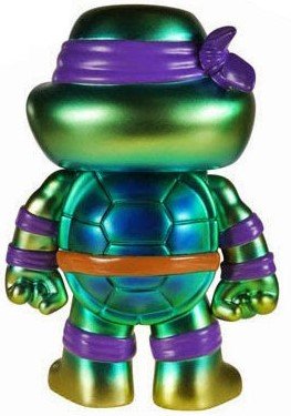 Metallic Donatello Hikari figure by Nickelodeon, produced by Funko. Back view.