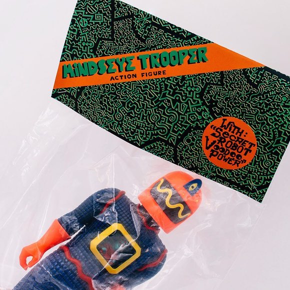 Mindseye Trooper figure by Will Sweeney, produced by Fern Toy. Packaging.