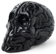 Mini Skull Brain (black) figure by Emilio Garcia, produced by Lapolab. Front view.