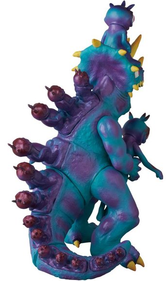 Modzilla Bruise-berry figure by Ron English, produced by Toy Art Gallery. Back view.