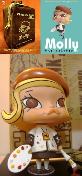 Molly the Painter - Chocolate Version figure by Kenny Wong, produced by Kennyswork. Front view.