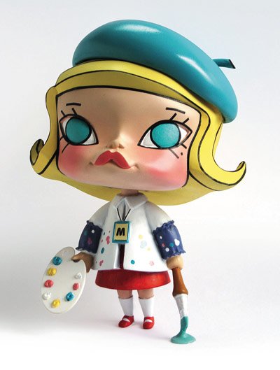 Molly The Painter figure by Kenny Wong, produced by Kennyswork. Front view.