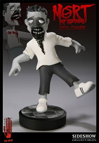 Mort of the dead black & white (SDCC) figure, produced by Sideshow Collectibles. Front view.