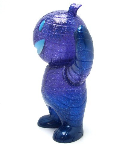 Mummy Boy - Clear Purple Glitter, Painted  figure by Brian Flynn, produced by Super7. Side view.