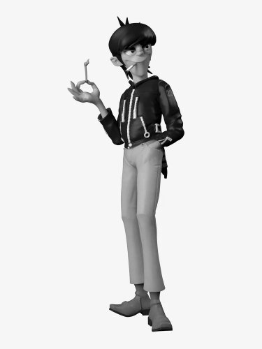 Murdoc Humanz - Grey figure by Jamie Hewlett, produced by Superplastic. Front view.