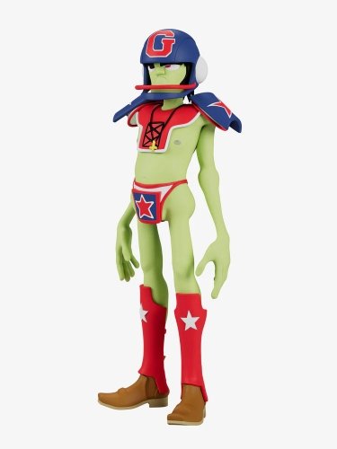 Murdoc Rock The House figure by Jamie Hewlett, produced by Superplastic. Front view.