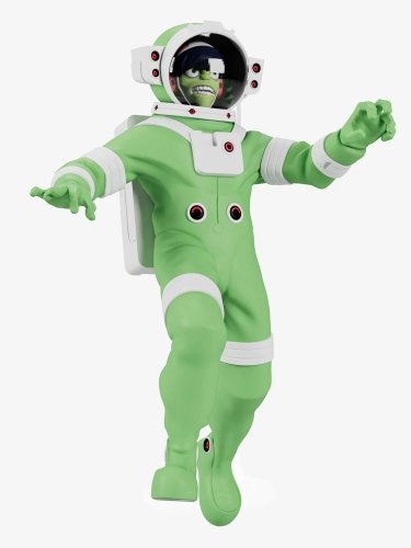 Astronaut Murdoc figure by Jamie Hewlett, produced by Superplastic. Front view.
