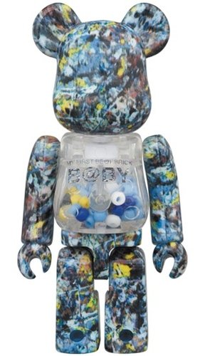 MY FIRST Jackson Pollock Studio Ver. BE@RBRICK 100％ figure, produced by Medicom Toy. Front view.