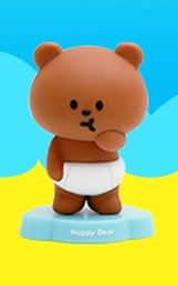 Nappy Bear figure by Fluffy House, produced by Fluffy House. Front view.