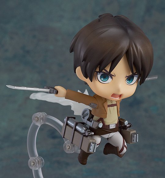 Nendoroid Eren Yeager figure by Ito Ryou-Ichi, produced by Good Smile Company. Side view.