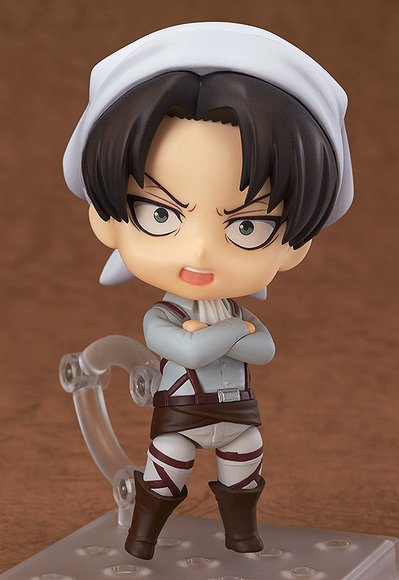 Nendoroid Levi: Cleaning Ver. figure by Ito Ryou-Ichi, produced by Good Smile Company. Front view.