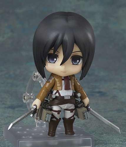 Nendoroid Mikasa Ackerman figure by Ito Ryou-Ichi, produced by Good Smile Company. Front view.