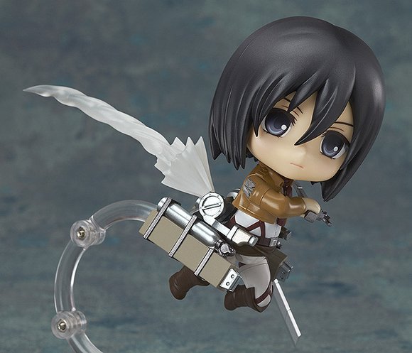 Nendoroid Mikasa Ackerman figure by Ito Ryou-Ichi, produced by Good Smile Company. Side view.