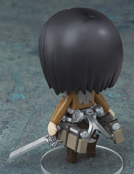 Nendoroid Mikasa Ackerman figure by Ito Ryou-Ichi, produced by Good Smile Company. Back view.