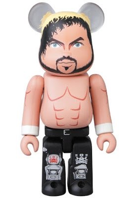 NJPW Kenny Omega Bearbrick 100% figure, produced by Medicom Toy. Front view.