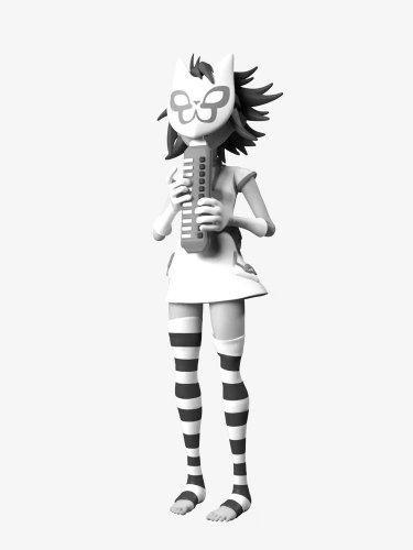 Noodle Plastic Beach - Grey figure by Jamie Hewlett, produced by Superplastic. Front view.