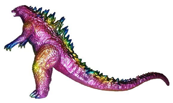 Oil Slick Shokugan Godzilla figure by Chase Root, produced by Bluefin Distribution Toys. Side view.