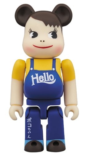 Peko-chan & Poko-chan Vintage HELLO BE@RBRICK 100% figure, produced by Medicom Toy. Front view.